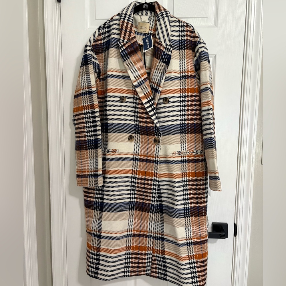 Elie Tahari Orange and Blue Trench Coat